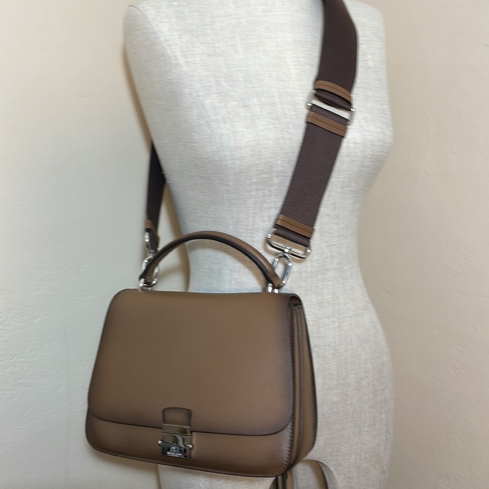 Michael Kors Collection Mia Burnished Calf Leather shoulder satchel crossbody - Picture 8 of 16